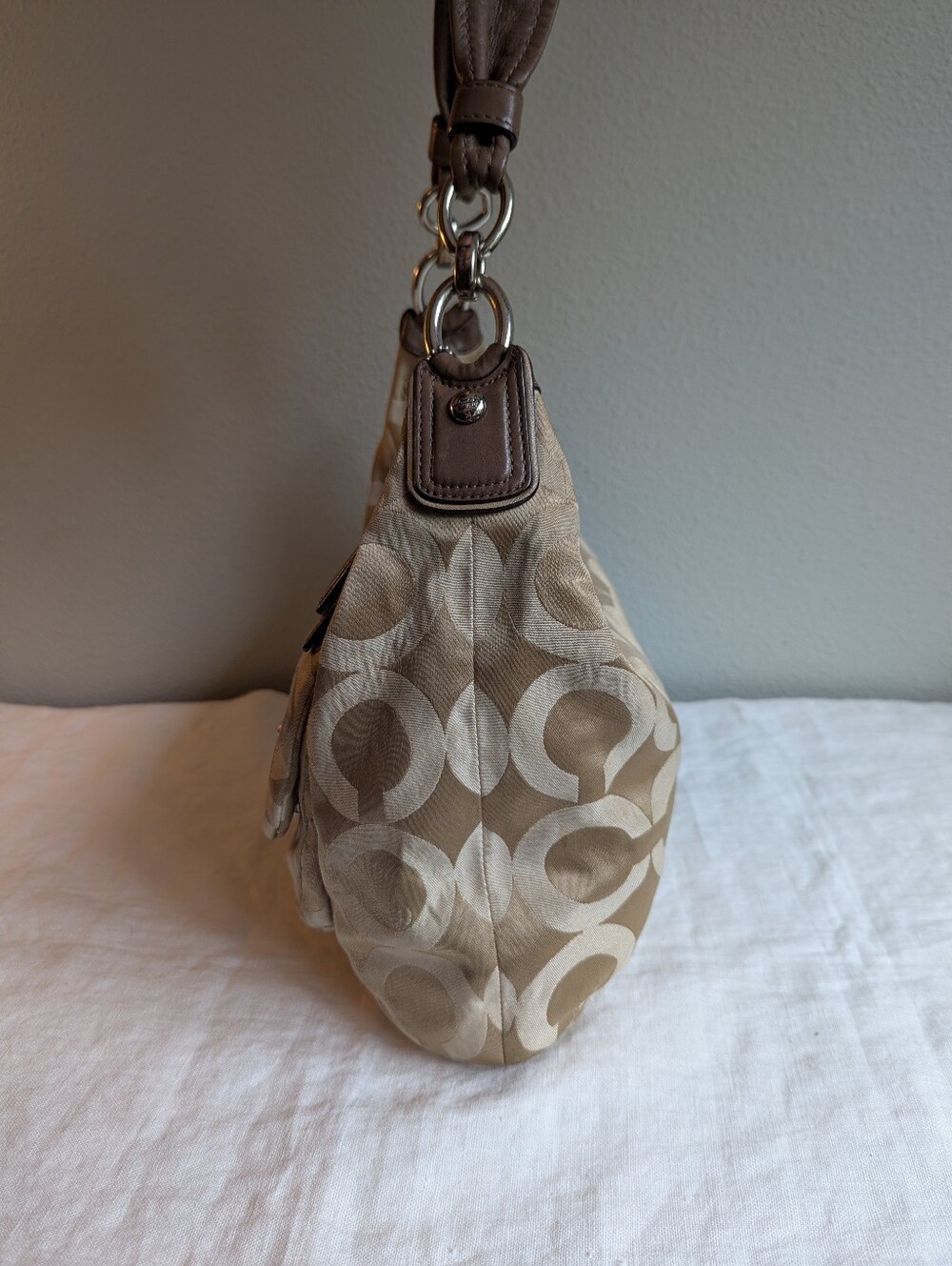 Vintage Y2K Coach Kristin Op Art Hobo Bag Shoulder Crossbody Signature Big C - Picture 7 of 16